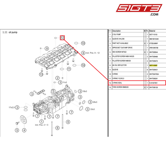 O-RING SEAL - N  91007901 [PORSCHE 992.1 GT3 Cup]