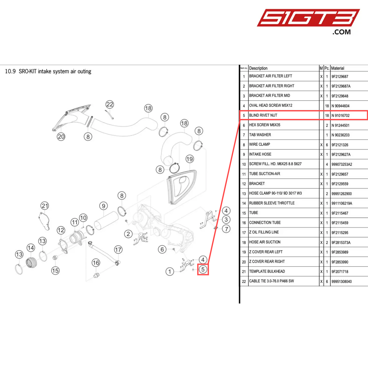 BLIND RIVET NUT - N  91016702 [PORSCHE 718 Cayman GT4 Clubsport]