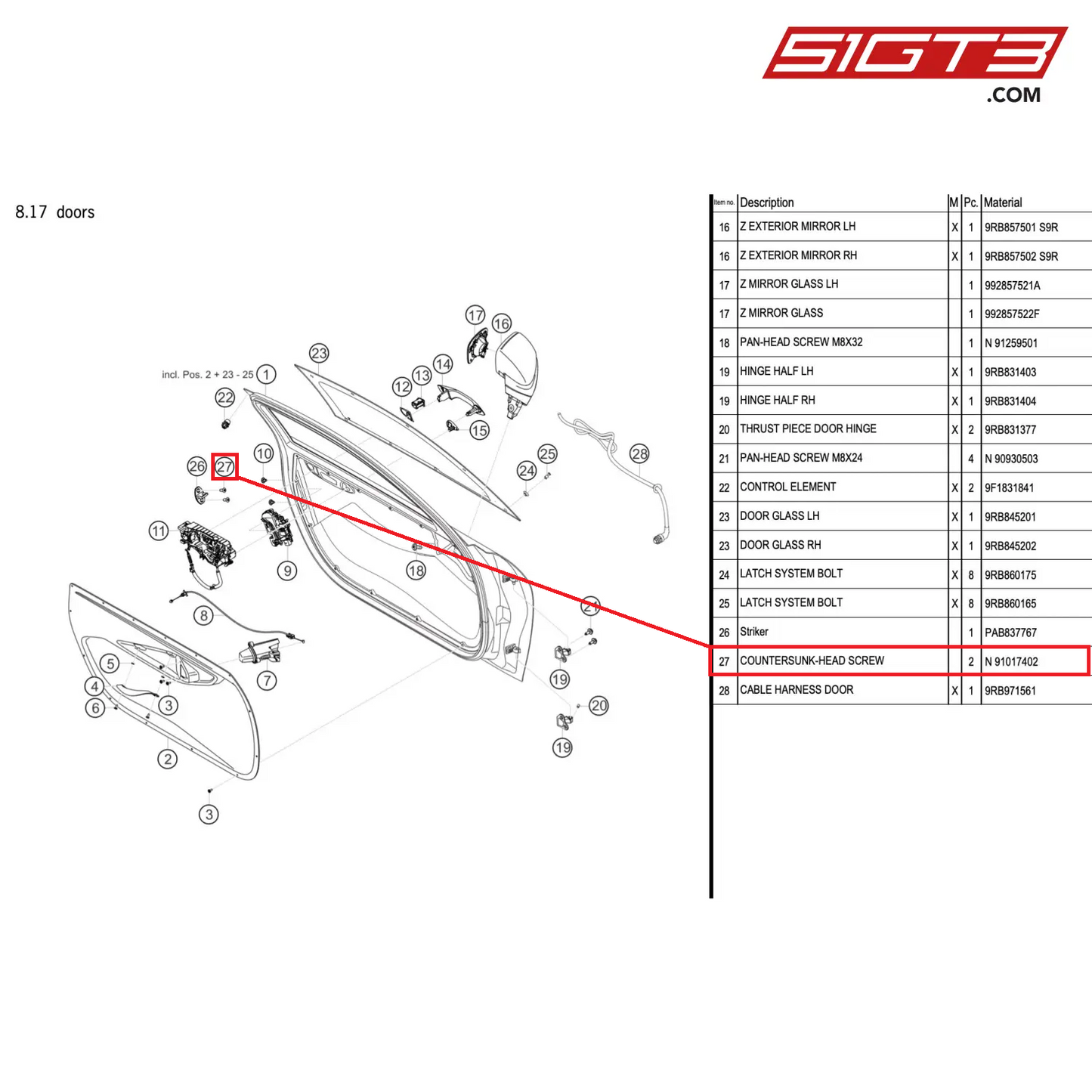 COUNTERSUNK-HEAD SCREW - N  91017402 [PORSCHE 992.1 GT3 R]