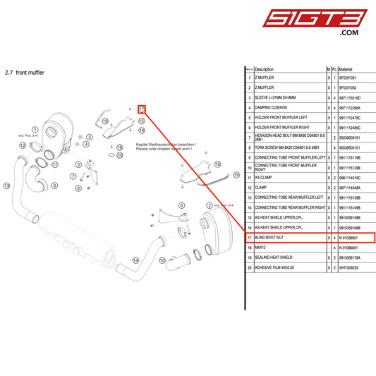 BLIND RIVET NUT - N 91038901 [PORSCHE 991.1 GT3 Cup (2017)]