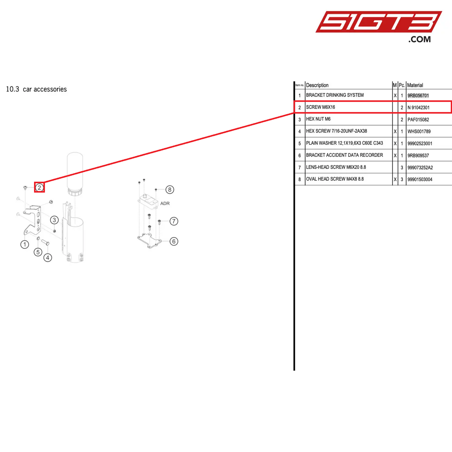 SCREW M6X16 - N  91042301 [PORSCHE 992.1 GT3 R]