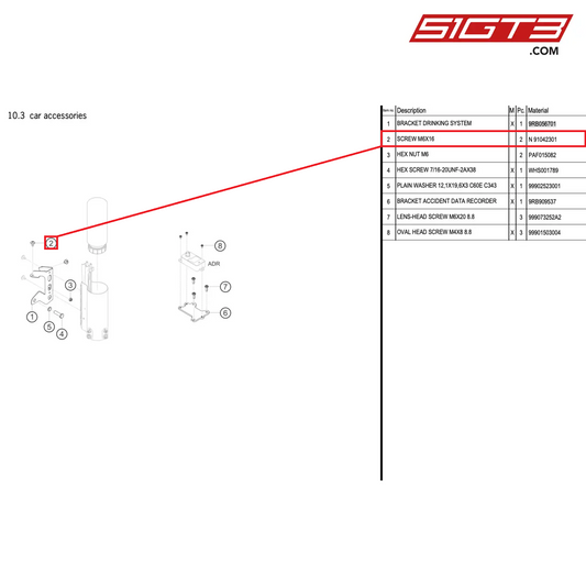 SCREW M6X16 - N  91042301 [PORSCHE 992.1 GT3 R]