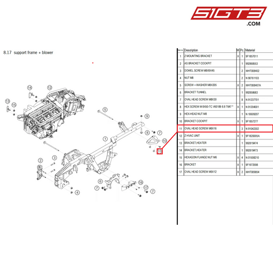 OVAL HEAD SCREW M6X16 - N  91042302 [PORSCHE 992.1 GT3 Cup]