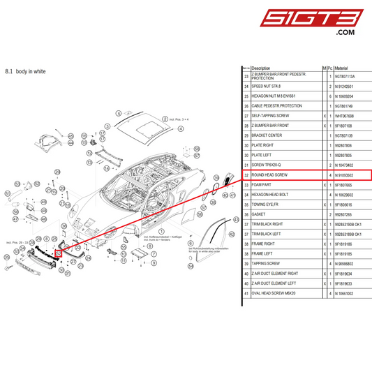 ROUND HEAD SCREW - N  91093502 [PORSCHE 992.1 GT3 Cup]