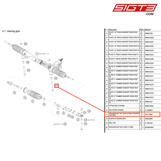 HEXAGON NUT 6KT-SHR M10X85 ITRV60572 10.9 T647 * - N  91105601 [PORSCHE 992.1 GT3 R]