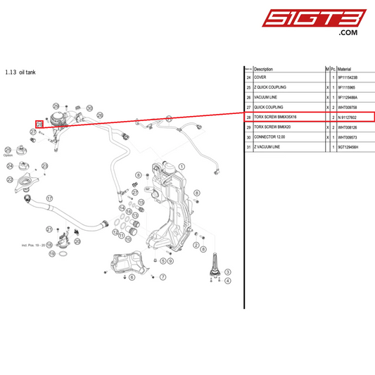 TORX SCREW BM6X35X16 - N  91127602 [PORSCHE 992.1 GT3 Cup]