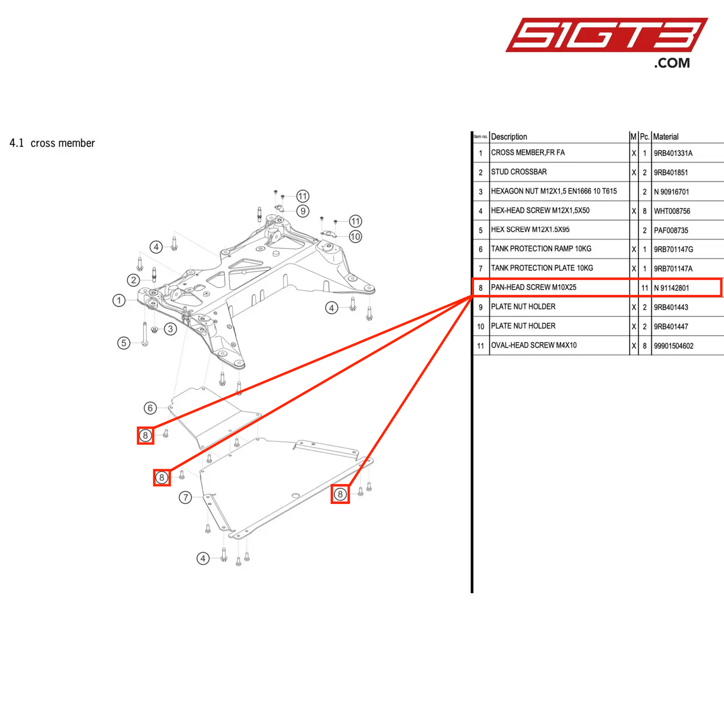 PAN-HEAD SCREW M10X25 - N  91142801 [PORSCHE 992.1 GT3 R]