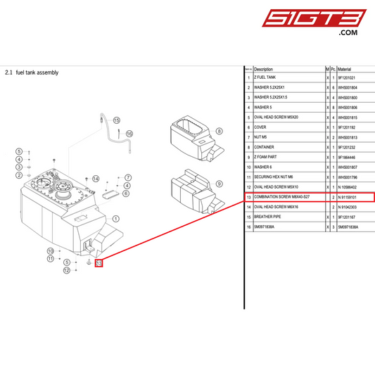 COMBINATION SCREW M8X40-S27 - N  91159101 [PORSCHE 992.1 GT3 Cup]