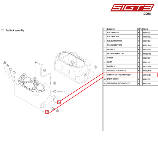 COMBINATION SCREW M8X40-S27 - N  91159101 [PORSCHE 992.1 GT3 R]