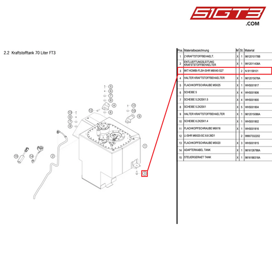 COMBINATION SCREW M8X40-S27 - N 91159101 [PORSCHE Cayman 981 GT4 Clubsport]