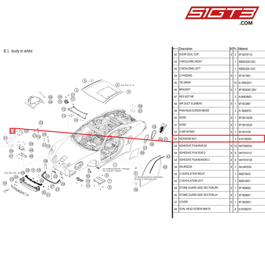 HEXAGON NUT M6 - N  91189303 [PORSCHE 992.1 GT3 Cup]