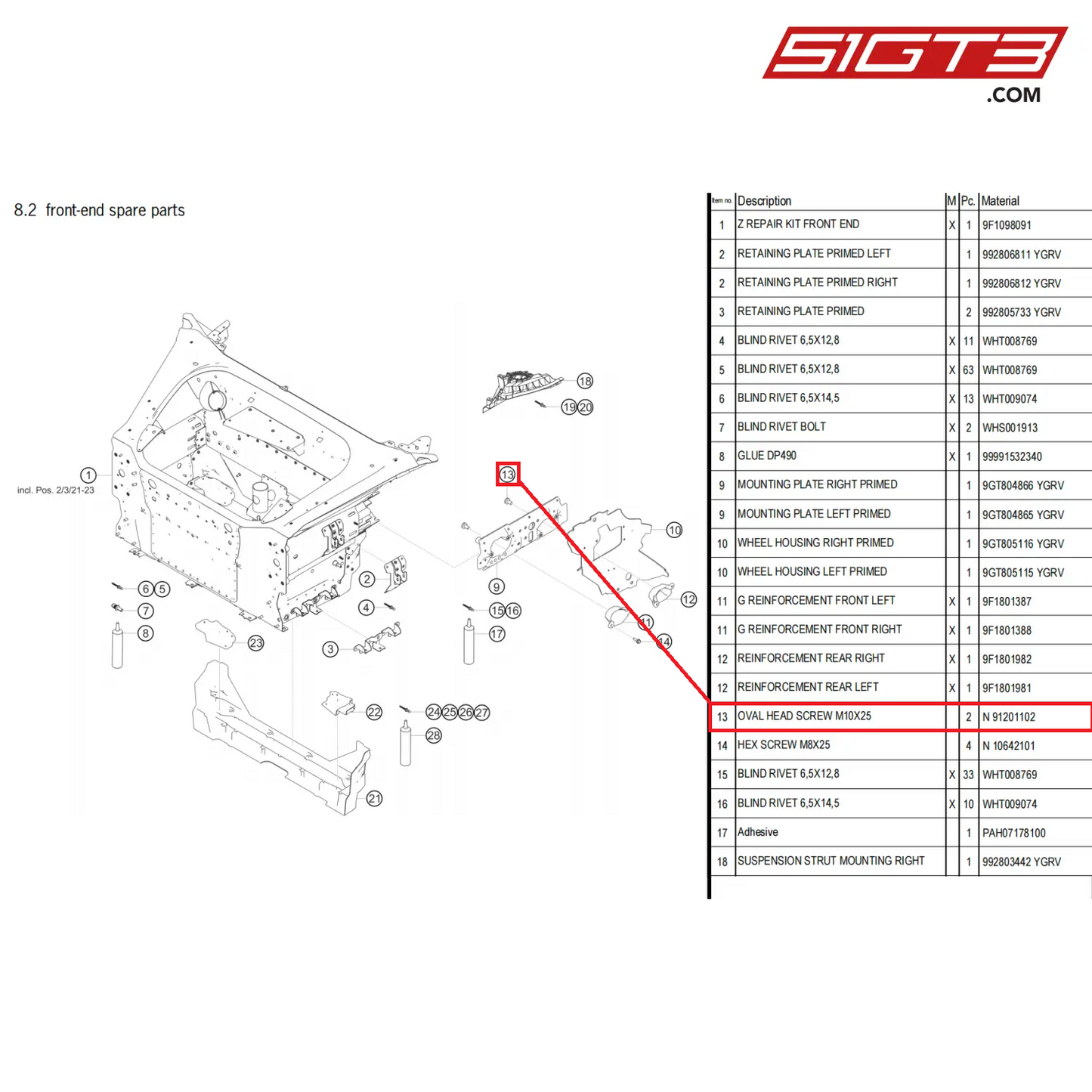 OVAL HEAD SCREW M10X25 - N  91201102 [PORSCHE 911 GT3 Cup Type 992]