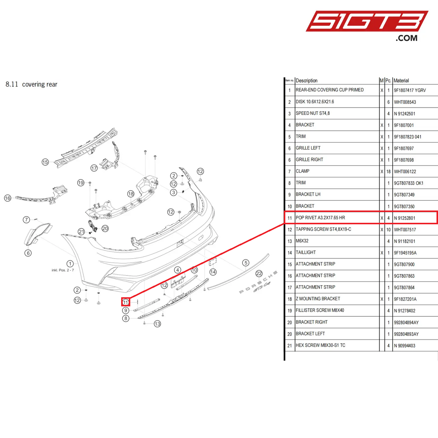 POP RIVET A3.2X17.65 HR - N  91252801 [PORSCHE 911 GT3 Cup Type 992]