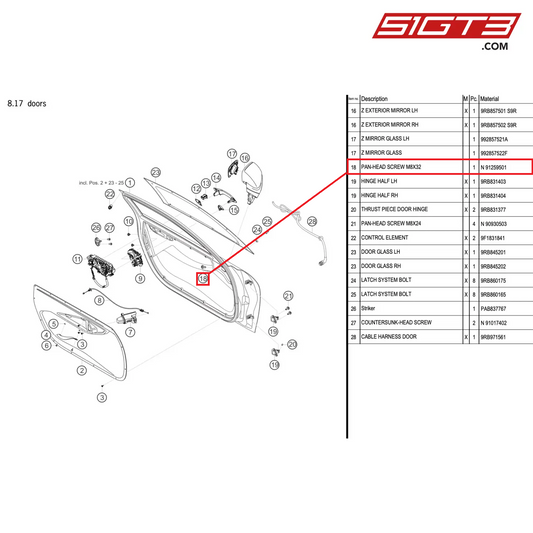 PAN-HEAD SCREW M8X32 - N  91259501 [PORSCHE 992.1 GT3 R]