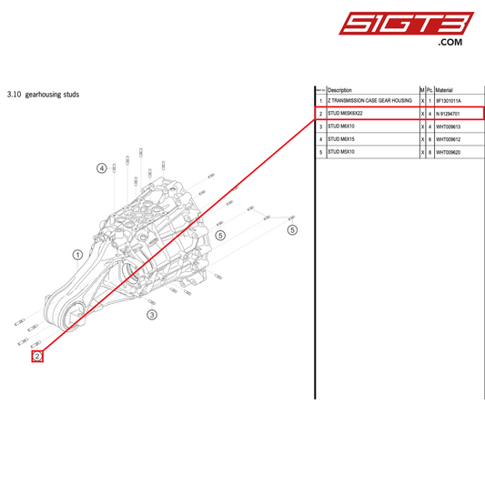 STUD M6SK6X22 - N  91294701 [PORSCHE 992.1 GT3 Cup]