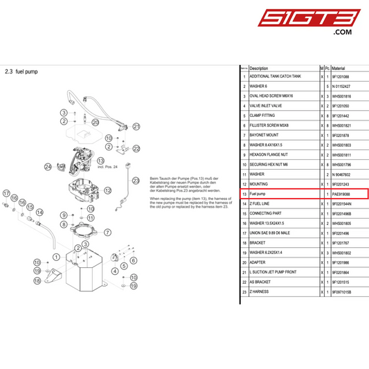 Fuel pump - PAE919088 [PORSCHE 992.1 GT3 Cup]