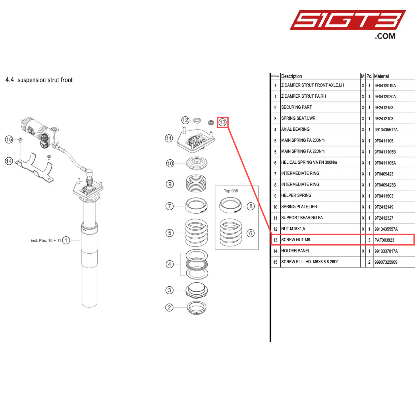 SCREW NUT M8 - PAF003923 [PORSCHE 911 GT2 RS Clubsport]