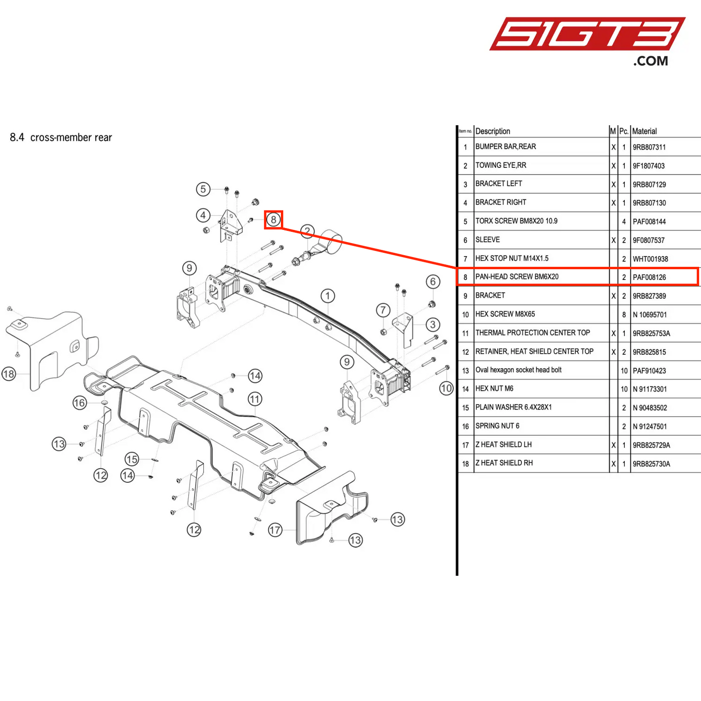 PAN-HEAD SCREW BM6X20 - PAF008126 [PORSCHE 992.1 GT3 R]