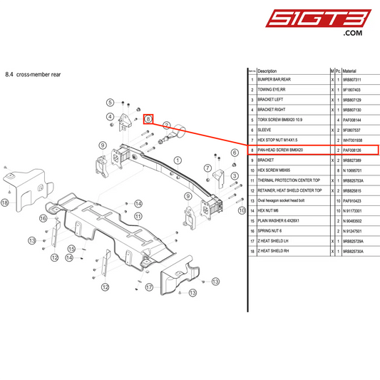 PAN-HEAD SCREW BM6X20 - PAF008126 [PORSCHE 992.1 GT3 R]