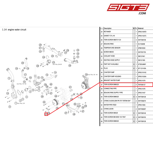 TORX SCREW BM6X25 - PAF008127 [PORSCHE 992.1 GT3 Cup]