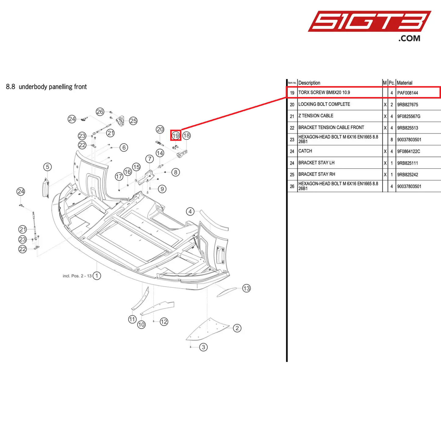 TORX SCREW BM8X20 10.9 - PAF008144 [PORSCHE 992.1 GT3 R]