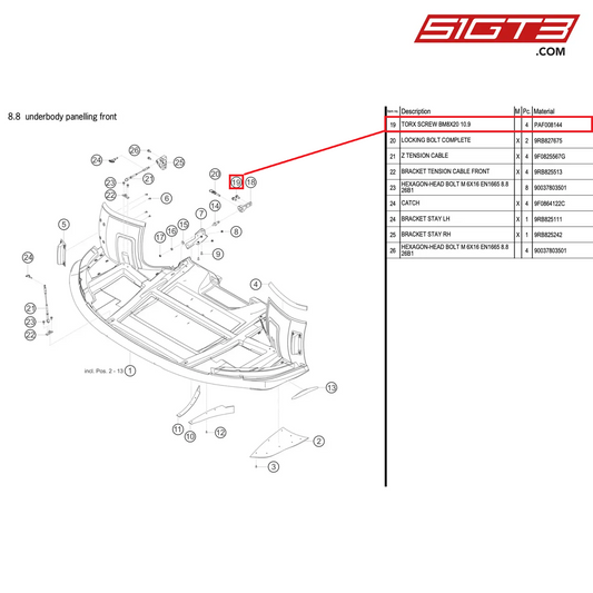 TORX SCREW BM8X20 10.9 - PAF008144 [PORSCHE 992.1 GT3 R]