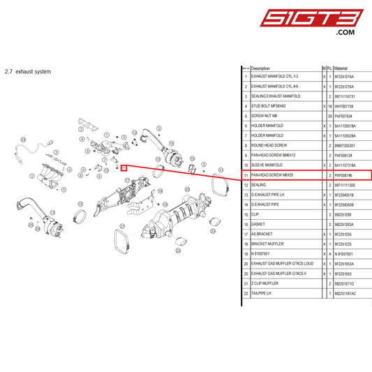 PAN-HEAD SCREW M8X25 - PAF008146 [PORSCHE 718 Cayman GT4 Clubsport]