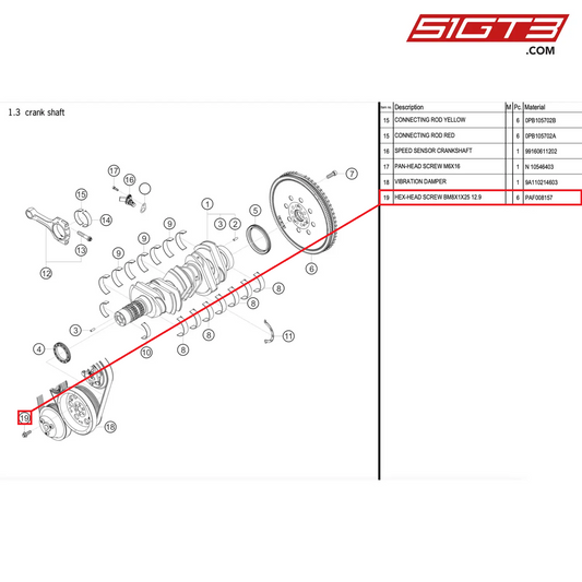 HEX-HEAD SCREW BM8X1X25 12.9 - PAF008157 [PORSCHE 911 GT2 RS Clubsport]