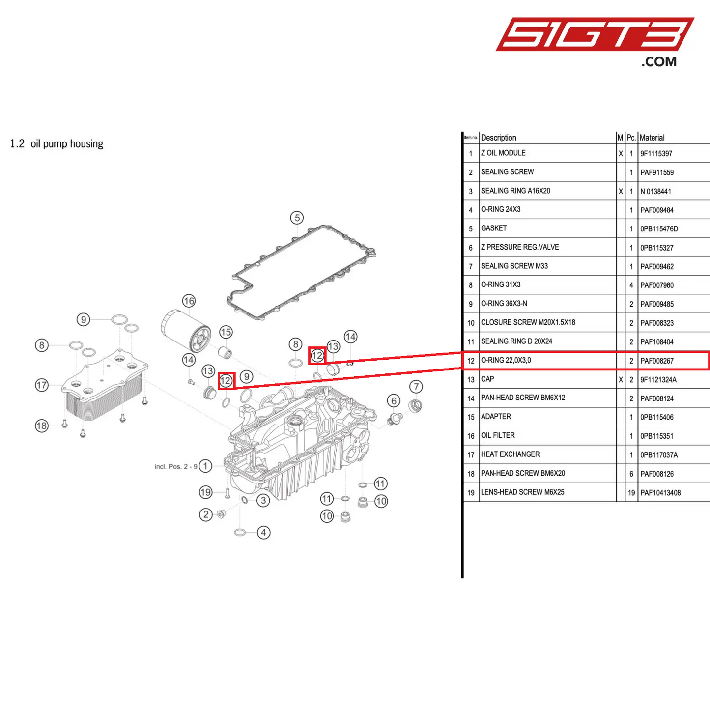 O-RING 22,0X3,0 - PAF008267 [PORSCHE 911 GT3 R Type 992 (GEN 1)]