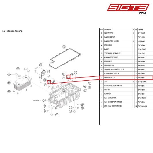 O-RING 22,0X3,0 - PAF008267 [PORSCHE 992.1 GT3 R]