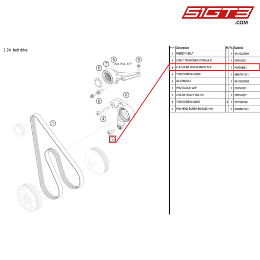 FLAT-HEAD SCREW M8X26 10.9 - PAF008361 [PORSCHE 991.1 GT3 Cup (2017)]