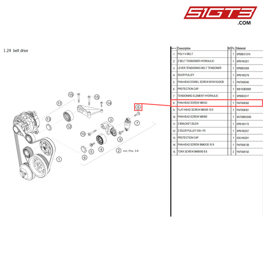 PAN-HEAD SCREW M8X33 - PAF008362 [PORSCHE 718 Cayman GT4 Clubsport]