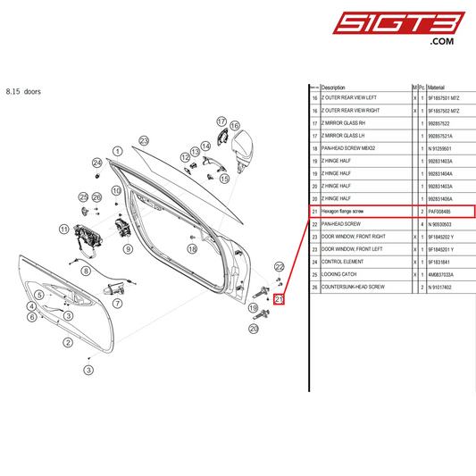 Hexagon flange screw - PAF008485 [PORSCHE 992.1 GT3 Cup]