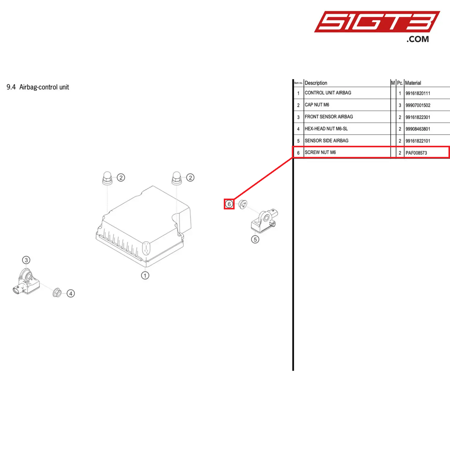 SCREW NUT M6 - PAF008573 [PORSCHE 718 Cayman GT4 RS Clubsport]