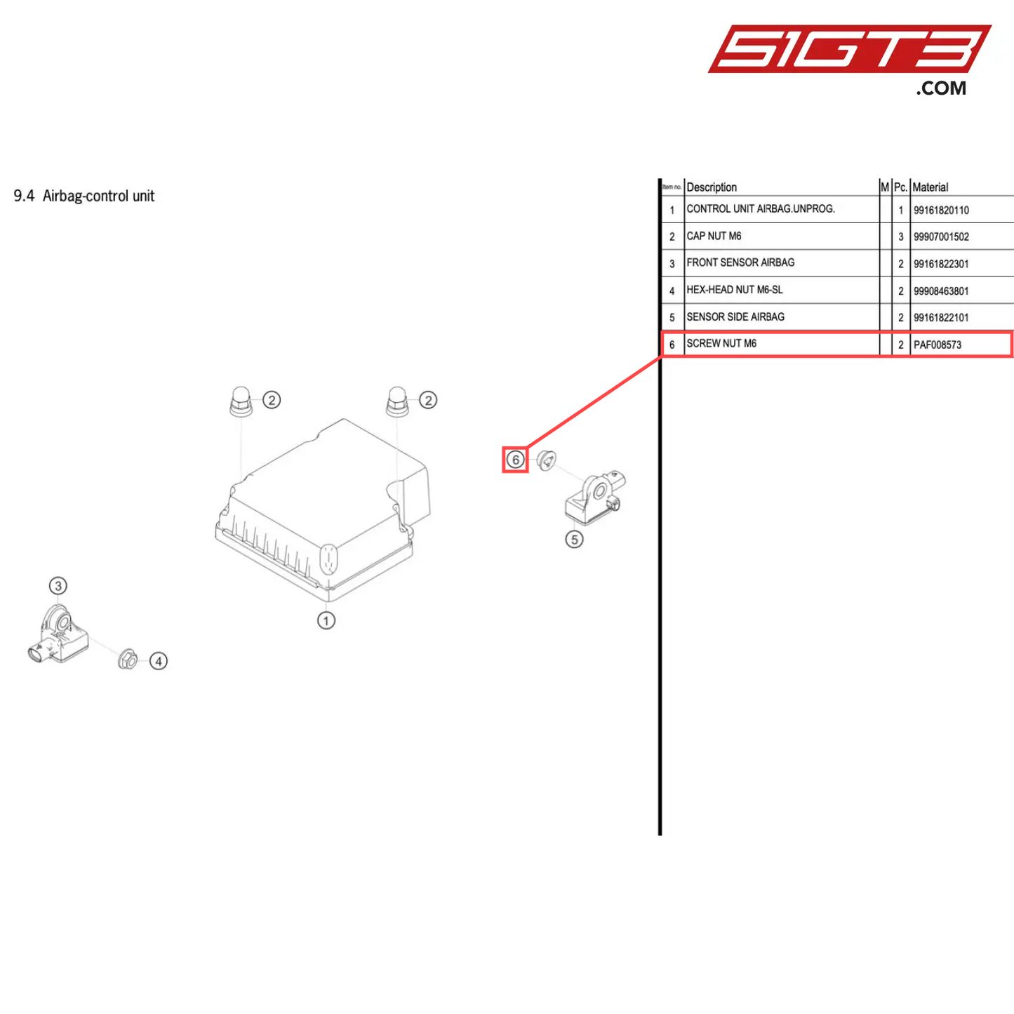 SCREW NUT M6 - PAF008573 [PORSCHE 718 Cayman GT4 Clubsport]