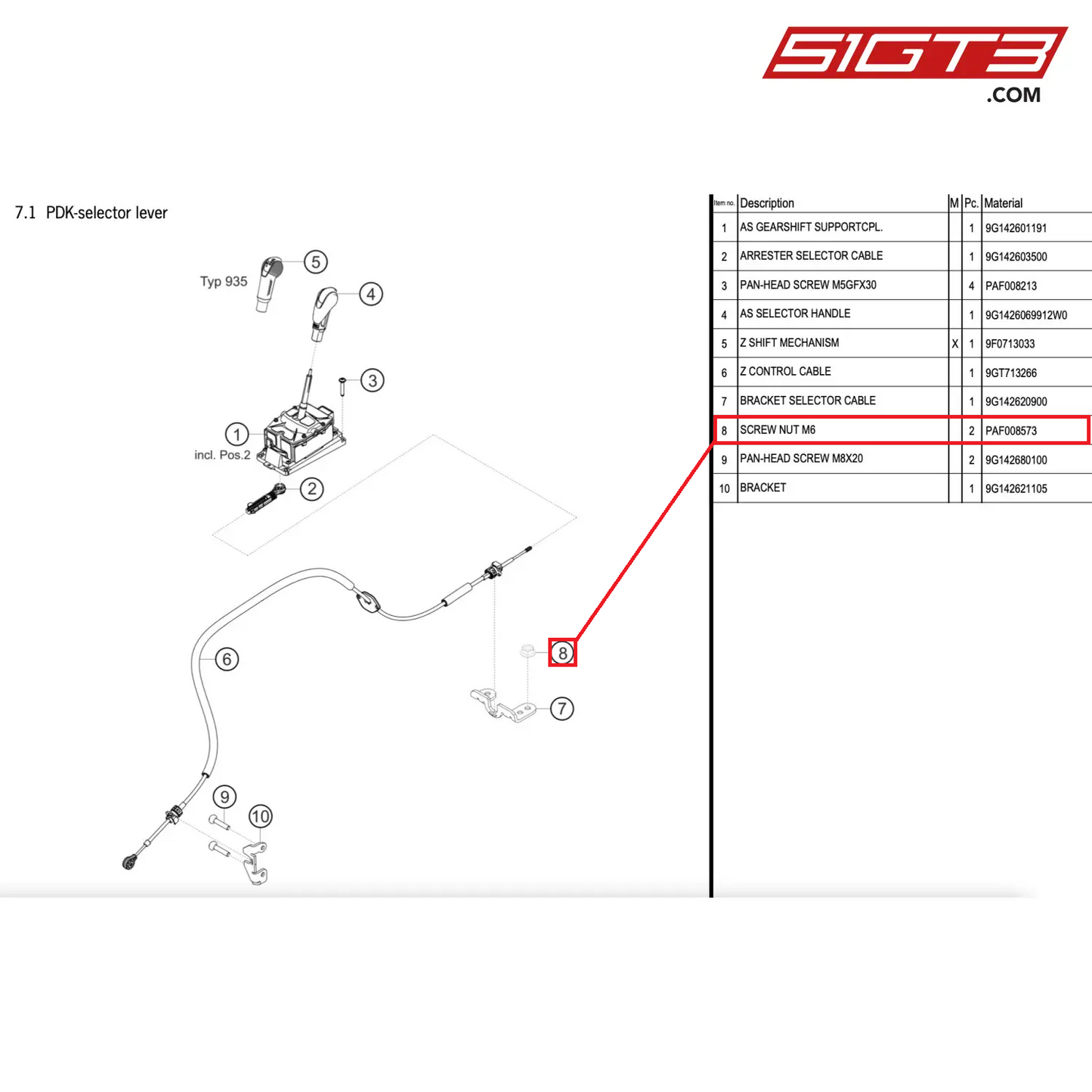 SCREW NUT M6 - PAF008573 [PORSCHE 911 GT2 RS Clubsport]