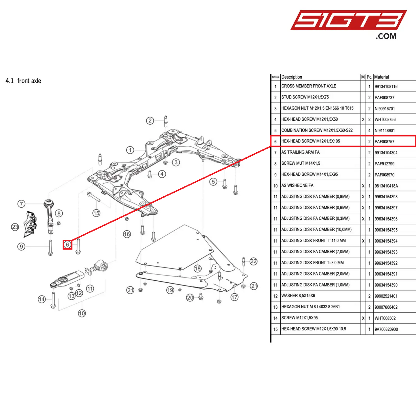 HEX-HEAD SCREW M12X1,5X105 - PAF008757 [PORSCHE 718 Cayman GT4 RS Clubsport]