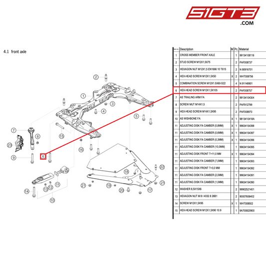 HEX-HEAD SCREW M12X1,5X105 - PAF008757 [PORSCHE 718 Cayman GT4 RS Clubsport]