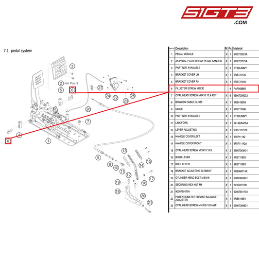 FILLISTER SCREW M6X30 - PAF008885 [PORSCHE 992.1 GT3 R]