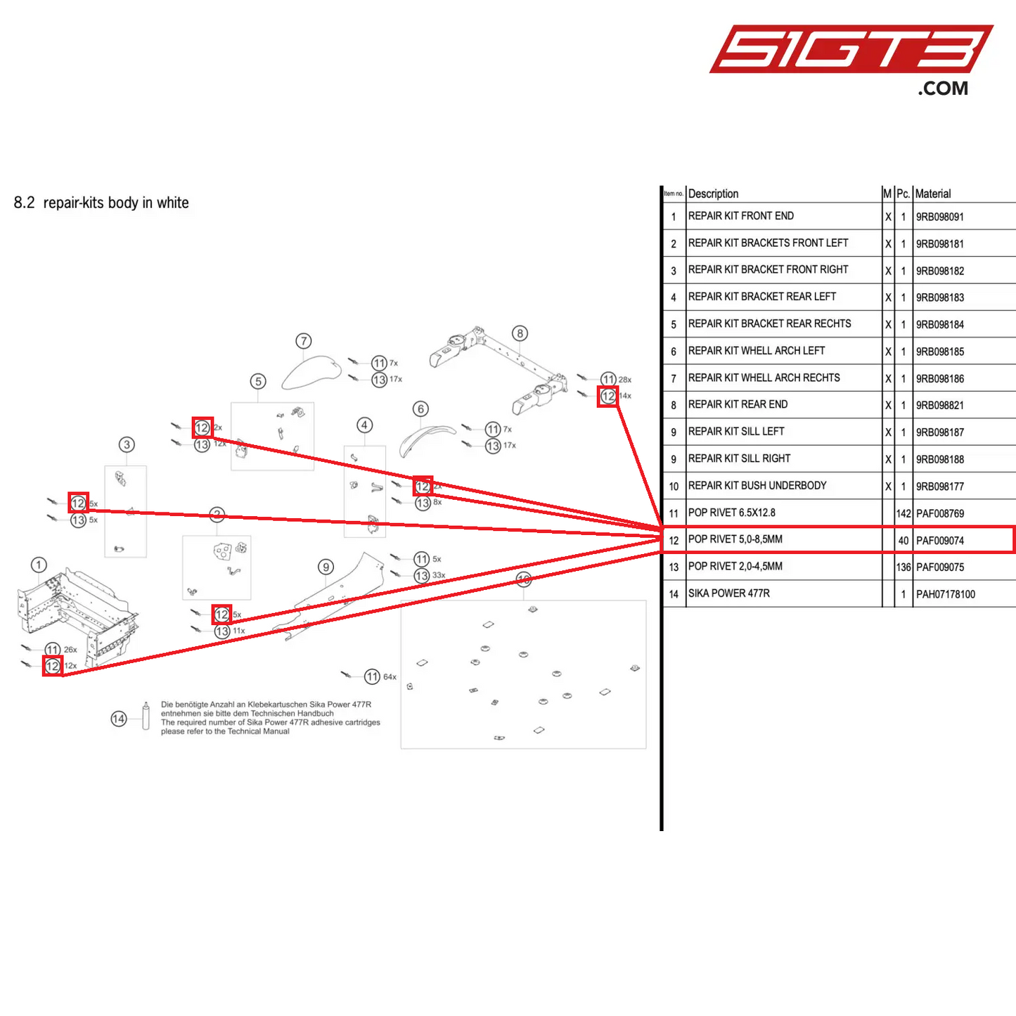 POP RIVET 5,0-8,5MM - PAF009074 [PORSCHE 992.1 GT3 R]