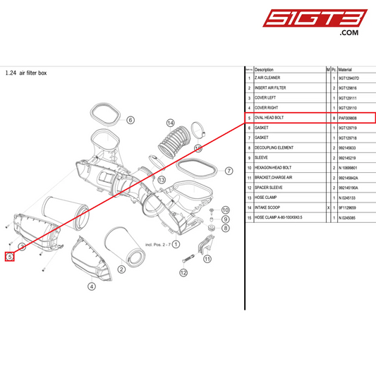 OVAL HEAD BOLT - PAF009808 [PORSCHE 992.1 GT3 Cup]