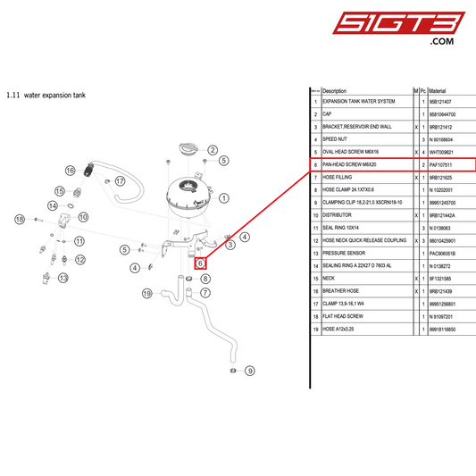 PAN-HEAD SCREW M6X20 - PAF107511 [PORSCHE 992.1 GT3 R]