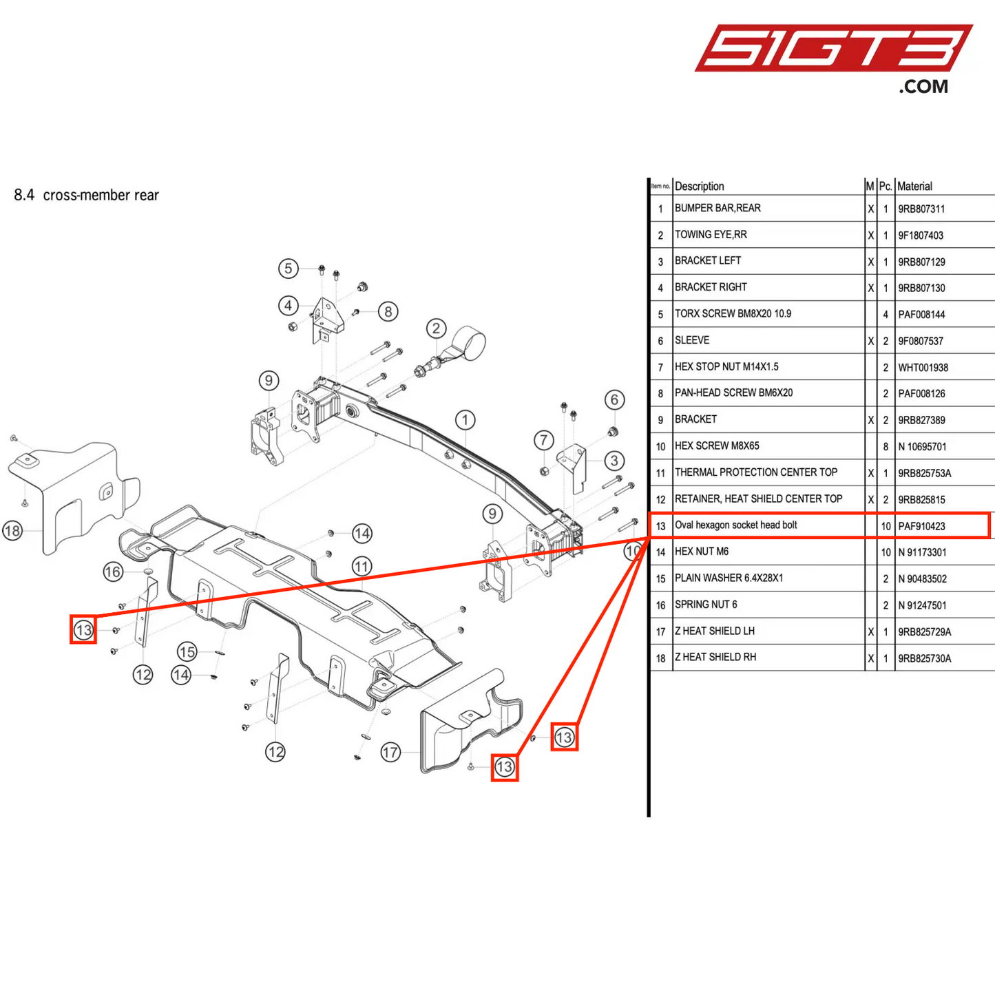 Oval hexagon socket head bolt - PAF910423 [PORSCHE 992.1 GT3 R]