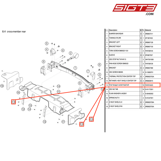 Oval hexagon socket head bolt - PAF910423 [PORSCHE 992.1 GT3 R]