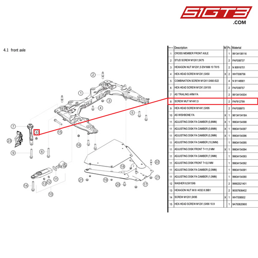 SCREW MUT M14X1,5 - PAF912799 [PORSCHE 718 Cayman GT4 RS Clubsport]