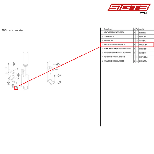 HEX SCREW 7/16-20UNF-2AX38 - WHS001789 [PORSCHE 992.1 GT3 R]