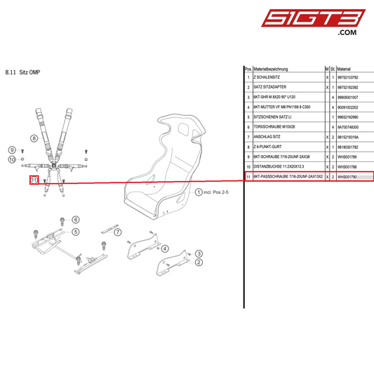 HEX SCREW 7/16-20UNF-2AX13X2 - WHS001790 [PORSCHE Cayman 981 GT4 Clubsport]