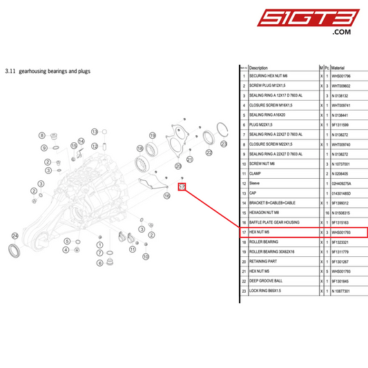 HEX NUT M5 - WHS001793 [PORSCHE 992.1 GT3 Cup]