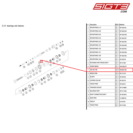 HEX NUT M8 - WHS001795 [PORSCHE 992.1 GT3 Cup]
