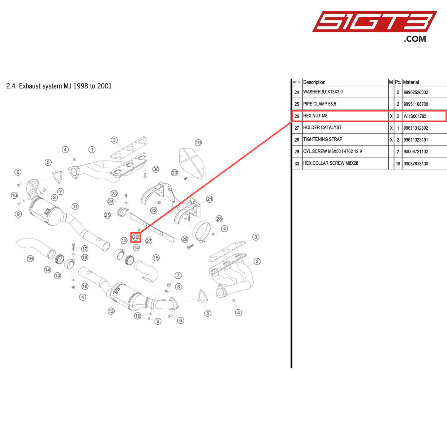 HEX NUT M8 - WHS001795 [PORSCHE 996 GT3 Cup]